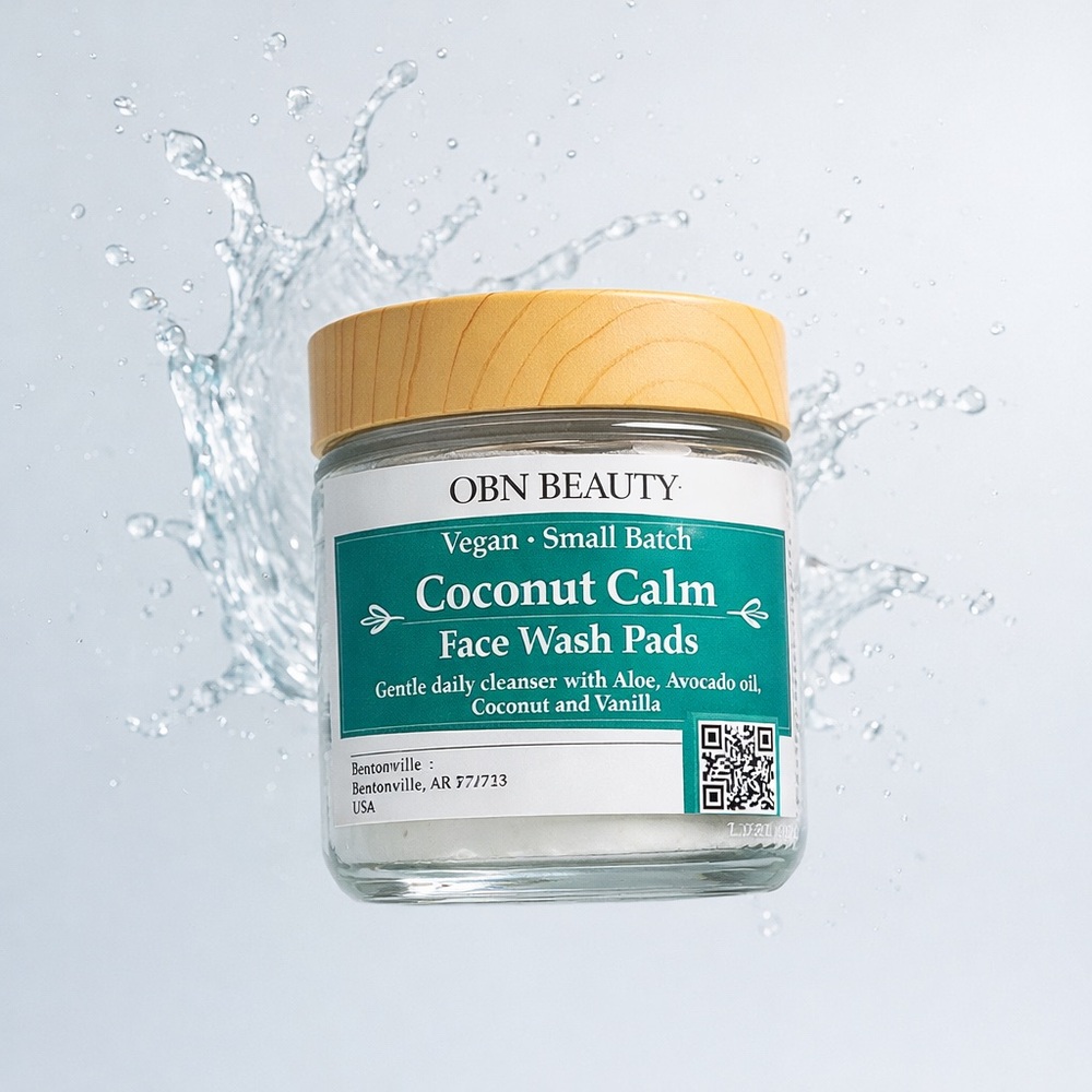 Coconut Calm Face Wash 4oz Jar w/ 15 ct Presoaked Exfoliating Cotton Pads